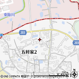 大阪府富田林市五軒家2丁目16周辺の地図
