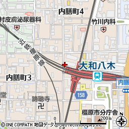 奈良県橿原市内膳町周辺の地図