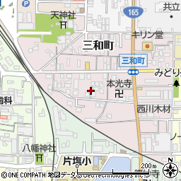 奈良県大和高田市三和町周辺の地図