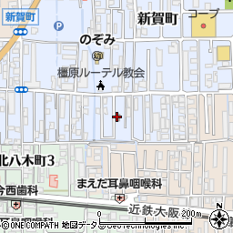 橿原新賀郵便局周辺の地図