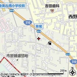 大阪府堺市東区草尾557周辺の地図