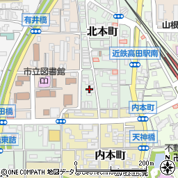 奈良県大和高田市北本町3周辺の地図