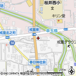 奈良県桜井市戒重348-1周辺の地図