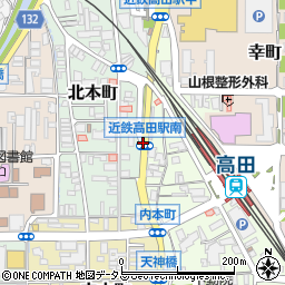近鉄高田駅南周辺の地図