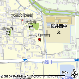三十八柱神社周辺の地図