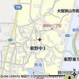 大阪府大阪狭山市東野中周辺の地図