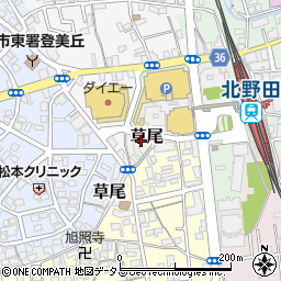 大阪府堺市東区草尾1444-14周辺の地図