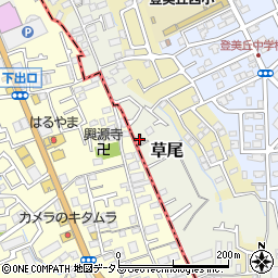 大阪府堺市東区草尾285周辺の地図