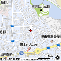日本キリスト教団　登美丘教会周辺の地図