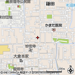 奈良県香芝市鎌田周辺の地図