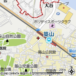 大和高田築山郵便局周辺の地図