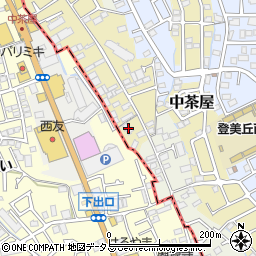 大阪府堺市東区中茶屋周辺の地図