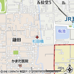 奈良県香芝市鎌田566周辺の地図