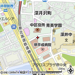 リパーク堺中郵便局駐車場周辺の地図