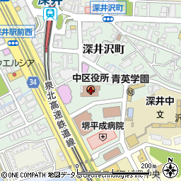 大阪府堺市中区周辺の地図