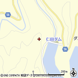 仁田ダム周辺の地図
