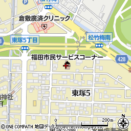 倉敷市役所　社会教育施設福田南公民館周辺の地図