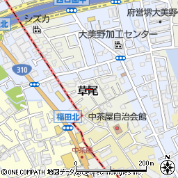 大阪府堺市東区草尾224周辺の地図