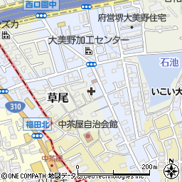 大阪府堺市東区草尾217周辺の地図