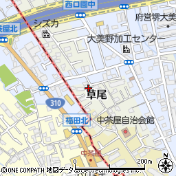 大阪府堺市東区草尾221周辺の地図