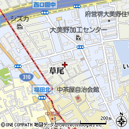 大阪府堺市東区草尾215周辺の地図