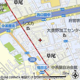 大阪府堺市東区草尾170周辺の地図
