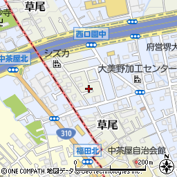 大阪府堺市東区草尾169周辺の地図