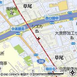 大阪府堺市東区草尾164周辺の地図