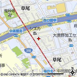 大阪府堺市東区草尾163周辺の地図