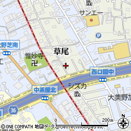 大阪府堺市東区草尾119-2周辺の地図