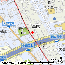 大阪府堺市東区草尾118周辺の地図