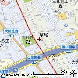 大阪府堺市東区草尾116周辺の地図