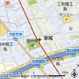大阪府堺市東区草尾115周辺の地図