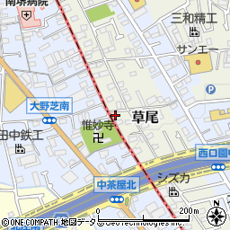 大阪府堺市東区草尾113周辺の地図