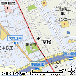 大阪府堺市東区草尾86周辺の地図