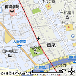 大阪府堺市東区草尾83周辺の地図