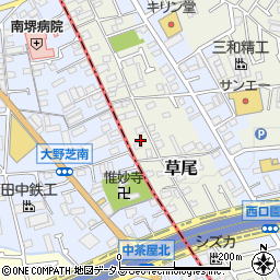 大阪府堺市東区草尾84周辺の地図