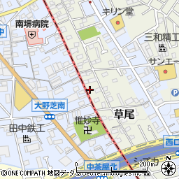 大阪府堺市東区草尾82周辺の地図