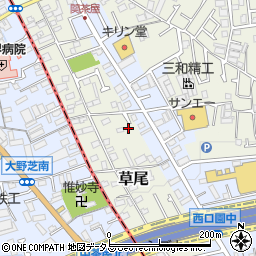 大阪府堺市東区草尾89-17周辺の地図