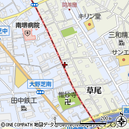 大阪府堺市東区草尾79周辺の地図