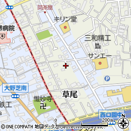 大阪府堺市東区草尾89周辺の地図
