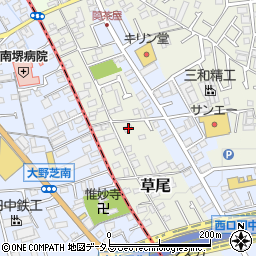 大阪府堺市東区草尾88周辺の地図