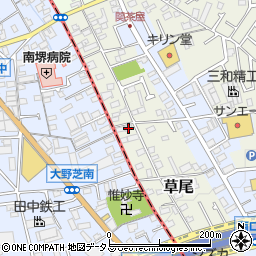 大阪府堺市東区草尾81周辺の地図