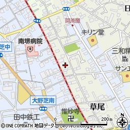 大阪府堺市東区草尾77周辺の地図