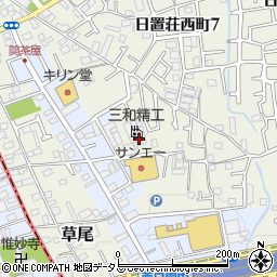 大阪府堺市東区草尾62周辺の地図