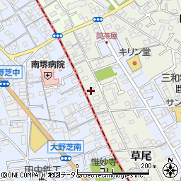 大阪府堺市東区草尾29周辺の地図