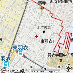 大阪府高石市東羽衣1丁目周辺の地図