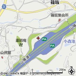 セブンイレブン山陽道篠坂ＰＡ上り店周辺の地図