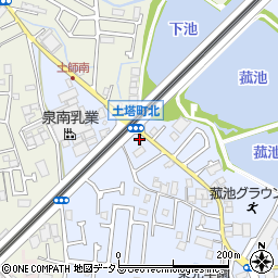 ローソン堺土塔北店周辺の地図