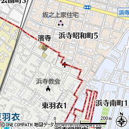 大阪府高石市東羽衣1丁目2周辺の地図